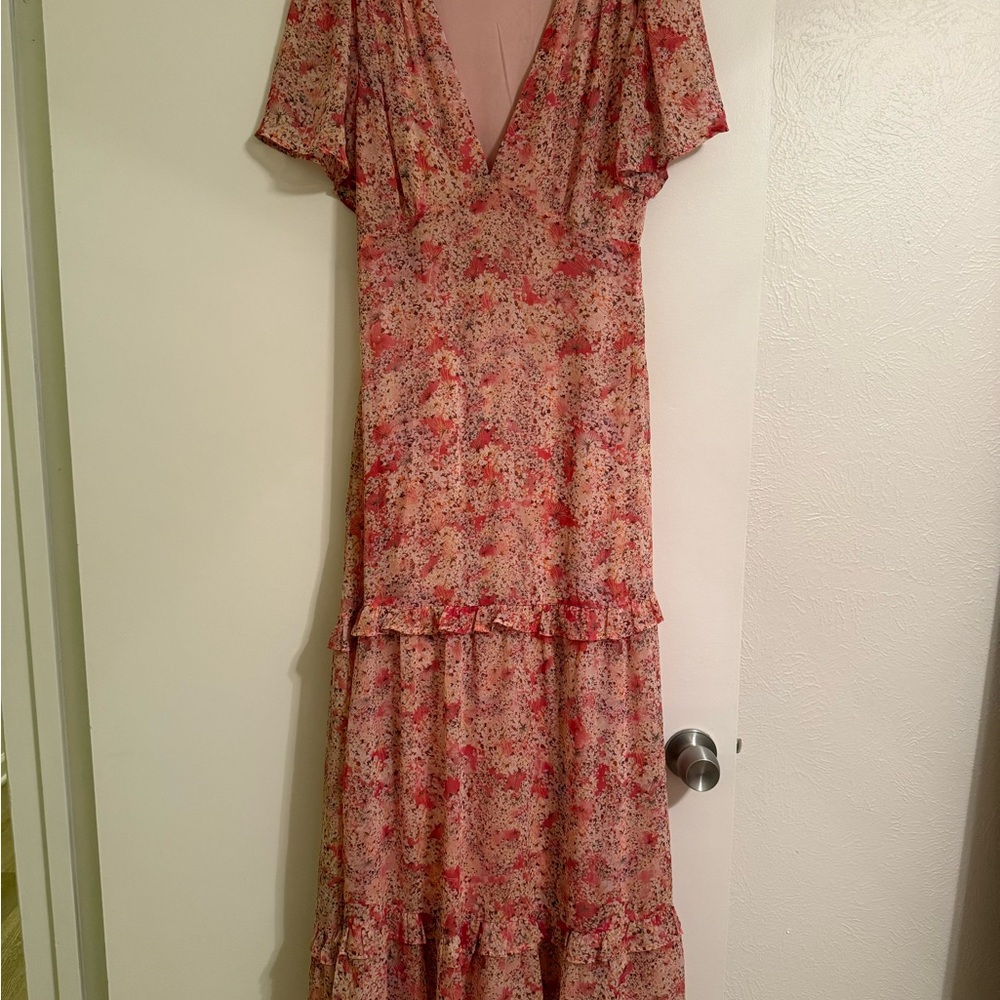 Shop Henly Floral Pink V-Neck Maxi Dress